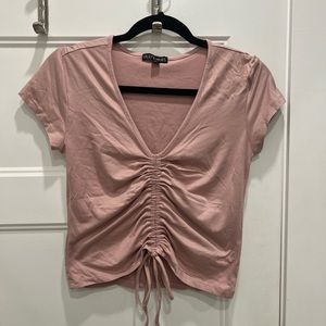 dusty pink touched front crop top